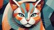 © Stewart Bruce - Cubism Abstract mosaic art featuring a close-up of a cat's face with light pastel colors with blue eyes.
