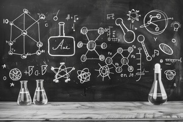 Poster - Science classroom scene with various equipment and materials