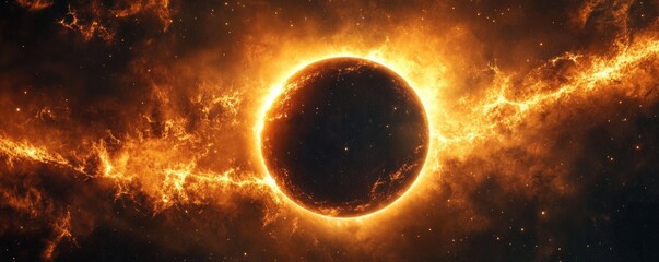 Wall Mural - planet is burning in deep space during galactic explosion