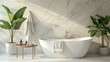 © Nas - Luxurious Bathroom with Freestanding Bathtub and Tropical Plants