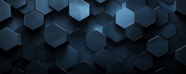 Canvas Print - Abstract dark blue hexagon background forming honeycomb pattern