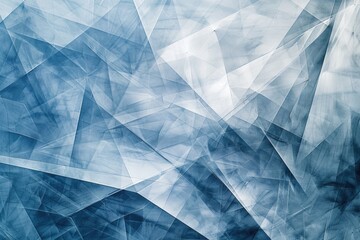 Poster - A blue and white abstract background featuring geometric triangles