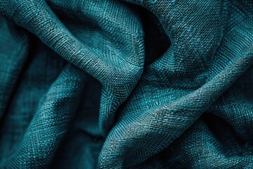 Poster - A close-up shot of a teal colored cloth with intricate details