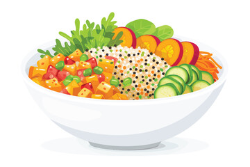 Healthy Buddha Bowl with Quinoa stock image isolated vector style