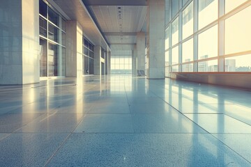 Poster - A large building with numerous windows and no signs of life inside