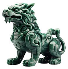 Poster - PNG Intricate jade lion sculpture art