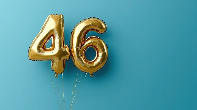 Banner with number 1-100 golden balloon with copy space. forty years anniversary celebration concept on a blue background