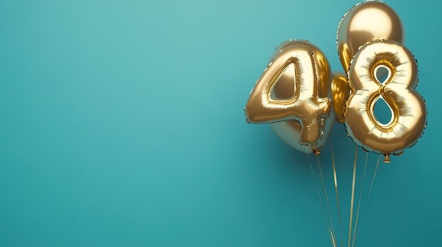 Banner with number 1-100 golden balloon with copy space. forty years anniversary celebration concept on a blue background
