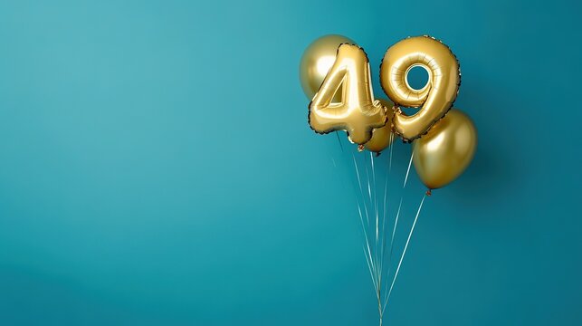 Banner with number 1-100 golden balloon with copy space. forty years anniversary celebration concept on a blue background