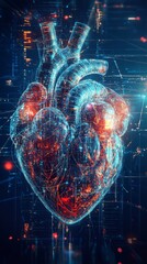 Canvas Print - Artificial intelligence is creating a glowing human heart