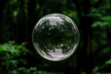 Sticker - Reflection of forest in glass sphere