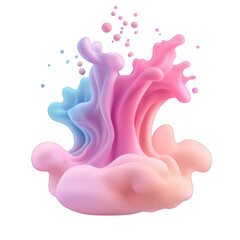 A vibrant splash of pink and blue colors, creating a dynamic and fluid shape, perfect for artistic or abstract design projects. transparent background