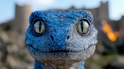 Poster - Close-up of a blue gecko with intense eyes