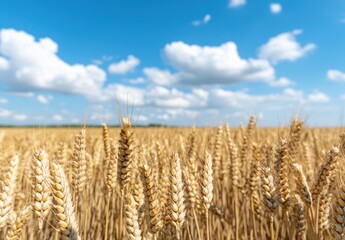 Poster - golden wheat field under blue sky