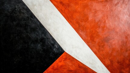 Wall Mural - abstract geometric painting with black, white, and orange shapes