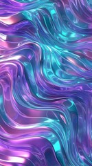 Canvas Print - Abstract liquid metal texture flowing in blue and purple colors