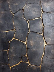 Canvas Print - Cracked stone surface with golden veins