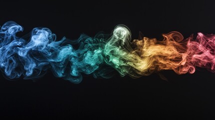 Poster - Colorful smoke swirls on black background