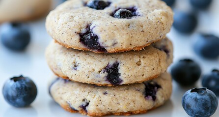 Canvas Print - Delicious blueberry cookies stacked on a plate