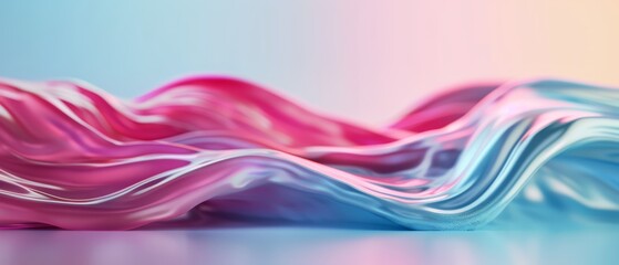 Wall Mural -   a pink and blue wave against a blue and pink backdrop with gentle light reflection