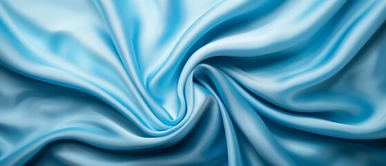 Wall Mural -  A tight shot of blue fabric with a wavy pattern at its upper and lower edges