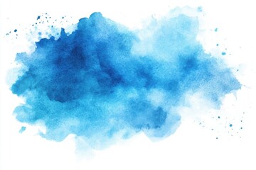 Poster - A tranquil blue watercolor brush on a clean white canvas