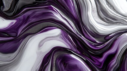 Sticker - abstract fluid art background with swirling purple and white colors