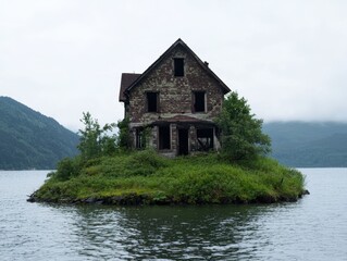 Sticker - Abandoned house on a remote island