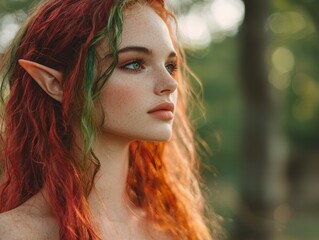 Poster - Enchanting elf-like woman with vibrant red hair