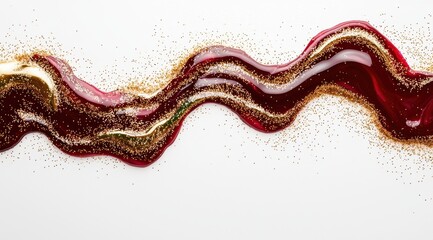 Sticker - Flowing abstract liquid art background with golden glitter