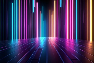 Modern wallpaper with glowing vertical lines.