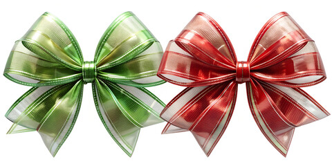 Wall Mural - PNG green and red holiday gift bows isolated transparent