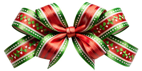 Wall Mural - PNG Christmas bow with green and red ribbon transparent