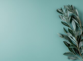 Canvas Print - elegant green leaves on a minimalist background