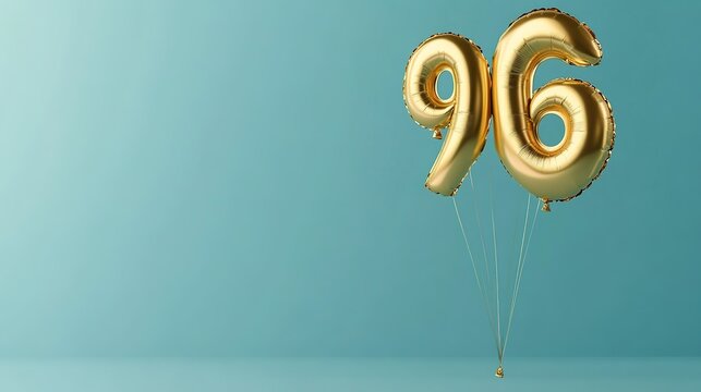 Banner with number 1-100 golden balloon with copy space. forty years anniversary celebration concept on a blue background