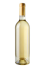 Fototapete - PNG clear wine bottle with light wine and gold cap transparent
