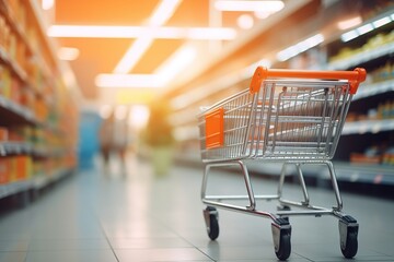 shopping cart in supermarket