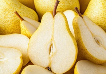 Wall Mural - close-up of fresh yellow pears