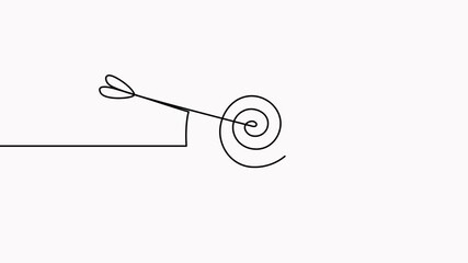 Poster - target with arrow continuous line drawing animated video. hand drawn linear goal circle.