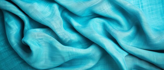  A detailed view of a blue fabric with an extensive expanse of light blue fabric atop it