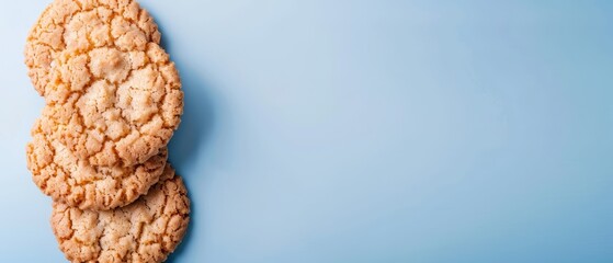 Wall Mural -  Two cookies resting atop a blue countertop, side by side