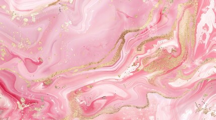 Poster - A stunning pink and gold marble pattern features flowing designs with elegant textures, creating a vibrant and luxurious visual experience