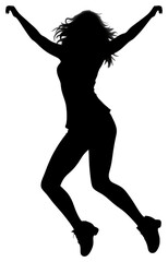 Sticker - PNG Happy woman jumping silhouette recreation dancing.