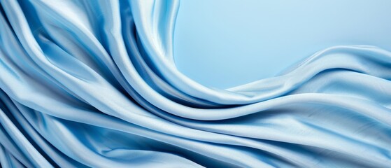 Wall Mural -  A tight shot of light blue fabric displaying a seamless, undulating pattern at its surface