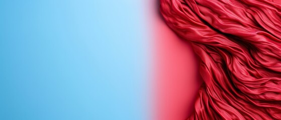 Wall Mural -  A tight shot of a red-blue backdrop featuring a bottom stripe in pink and blue