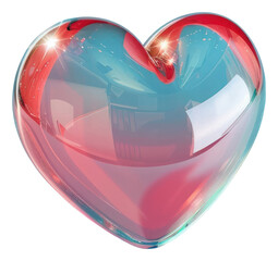 Poster - PNG  Glossy heart-shaped glass object