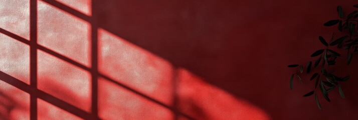 Poster - An eyecatching and striking interplay of contrasting shadows and vibrant light against a vivid red backdrop