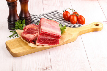 Canvas Print - Raw beef rib for cooking