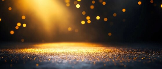 Poster - Golden Glittering Lights on Dark Background