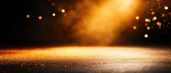 Poster - Golden Glittering Lights on Dark Background
